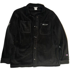 Champion Mens Fleece Button Up Jacket Size 2x Black​